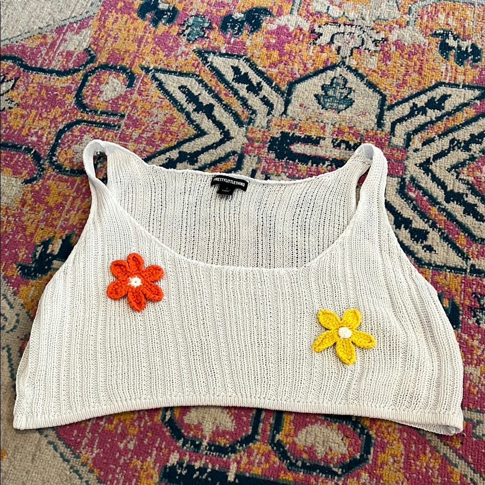 PrettyLittleThing White Knit Top